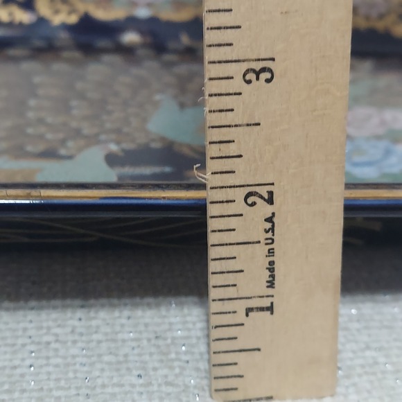 VTG Moroccan Cobalt Blue & Gold Floral Peacock Porcelain Platter 18" x 11" - Picture 14 of 15